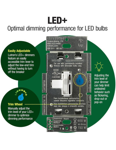 Interruptor Regulable Lutron Ariadni LED+ 150W Marfil