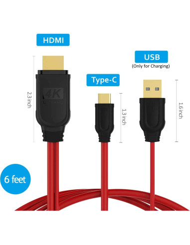 Adaptador Kkf USB Tipo C a HDMI 4K Aluminio Portátil
