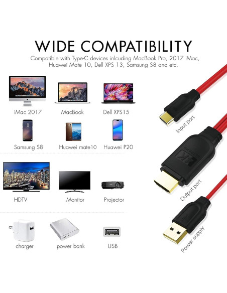 Adaptador Kkf USB Tipo C a HDMI 4K Aluminio Portátil