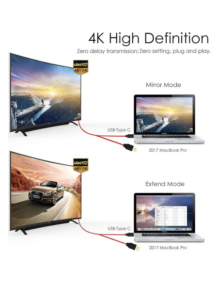 Adaptador Kkf USB Tipo C a HDMI 4K Aluminio Portátil