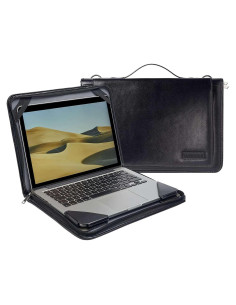 Funda de Mensajero de Cuero Negro Broonel para Laptop 14"