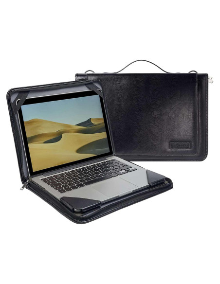 Funda de Mensajero de Cuero Negro Broonel para Laptop 14"