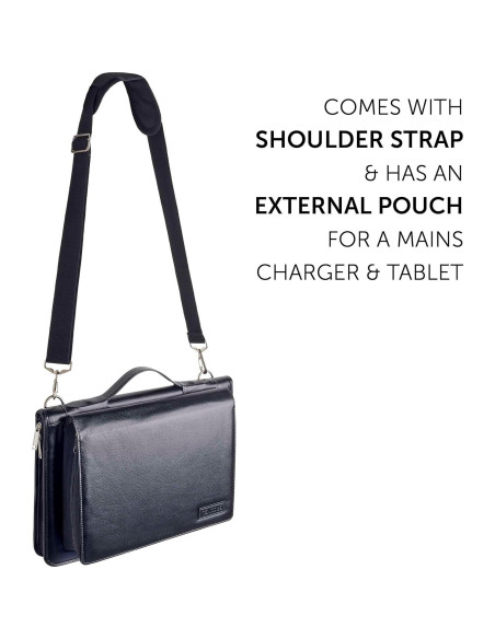 Funda de Mensajero de Cuero Negro Broonel para Laptop 14"