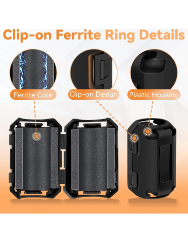 25 Clips de Ferrita COITEK para Supresión de Ruido EMI/RFI