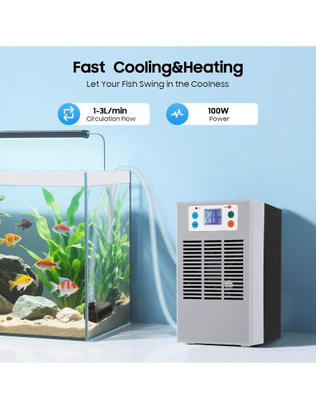 Enfriador de Agua para Acuarios Dfmyhked 30L 100W LED Silencioso