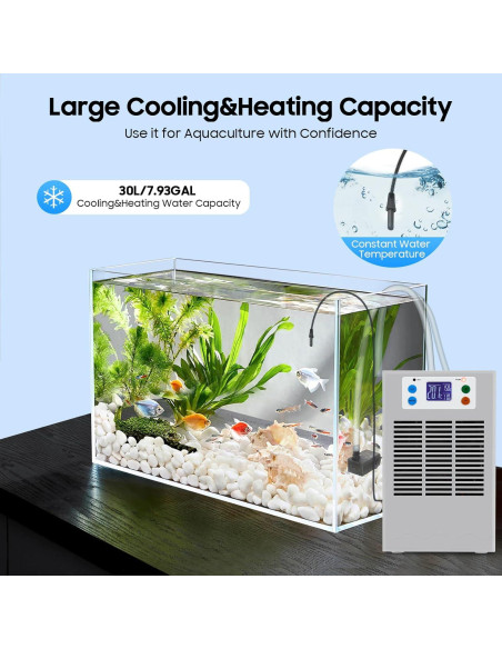 Enfriador de Agua para Acuarios Dfmyhked 30L 100W LED Silencioso