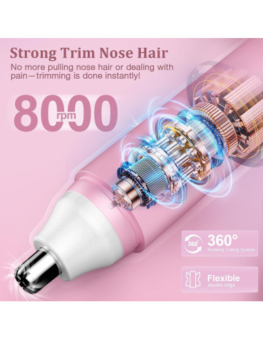 Recortador de Vello Nasal y Facial IFANZETECH Rosa IPX7
