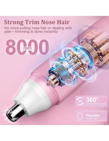Recortador de Vello Nasal y Facial IFANZETECH Rosa IPX7