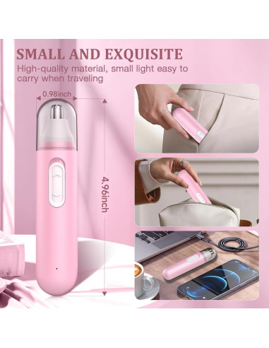 Recortador de Vello Nasal y Facial IFANZETECH Rosa IPX7