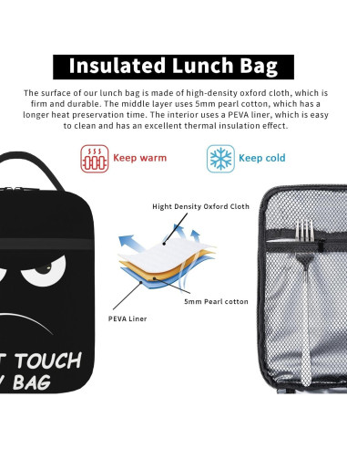 Bolsa de Almuerzo Aislada NKHFNBIO 6L Divertida con Cara Enfadada