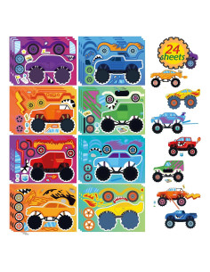 Calcomanías de Camión Monstruo DUJAA 24 Hojas para Niños