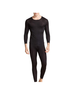 Conjunto de Ropa Interior Térmica de Seda para Hombre METWAY - Negro Grande