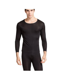 Conjunto de Ropa Interior Térmica de Seda para Hombre METWAY - Negro Grande 2