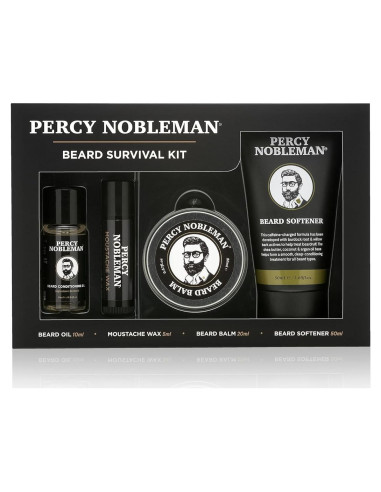 Kit de Cuidado de Barbas Percy Nobleman - Aceite, Balsamo, Cera