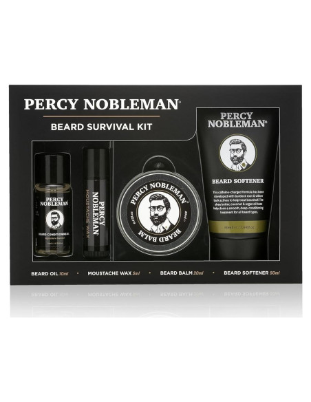 Kit de Cuidado de Barbas Percy Nobleman - Aceite, Balsamo, Cera