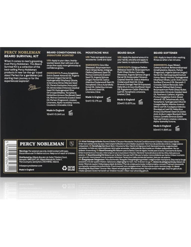 Kit de Cuidado de Barbas Percy Nobleman - Aceite, Balsamo, Cera