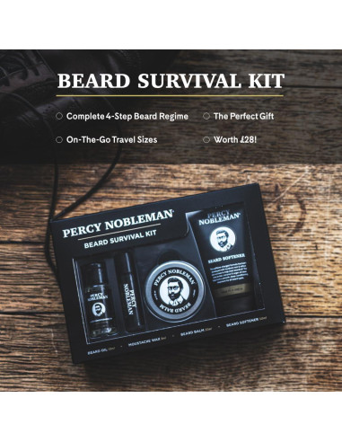Kit de Cuidado de Barbas Percy Nobleman - Aceite, Balsamo, Cera