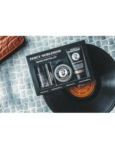 Kit de Cuidado de Barbas Percy Nobleman - Aceite, Balsamo, Cera