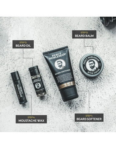 Kit de Cuidado de Barbas Percy Nobleman - Aceite, Balsamo, Cera