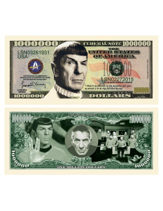 Juego de 5 Billetes Coleccionables Un Millón Leonard Nimoy