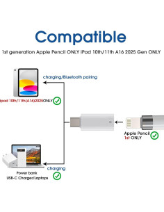 Adaptador USB-C a Lightning TechMatte para Apple Pencil 1ra Gen (2 piezas) 2