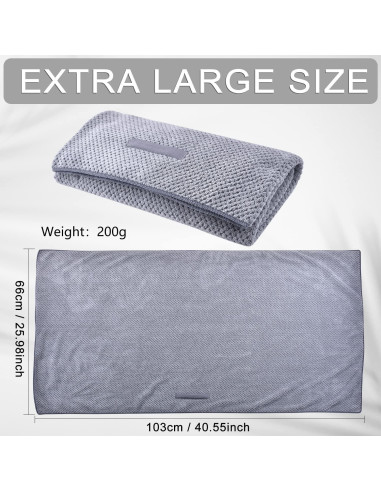 Toalla de Cabello Grande WKJHO Microfibra Gris 101.6x67.3cm