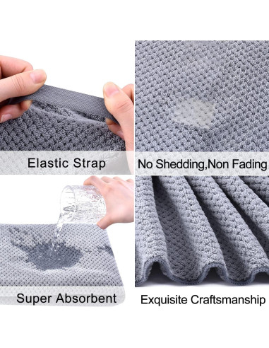 Toalla de Cabello Grande WKJHO Microfibra Gris 101.6x67.3cm