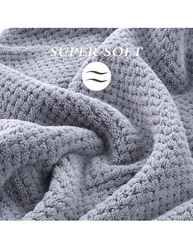 Toalla de Cabello Grande WKJHO Microfibra Gris 101.6x67.3cm