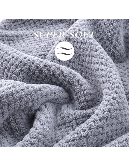 Toalla de Cabello Grande WKJHO Microfibra Gris 101.6x67.3cm