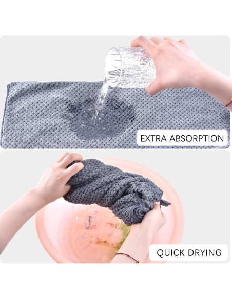 Toalla de Cabello Grande WKJHO Microfibra Gris 101.6x67.3cm