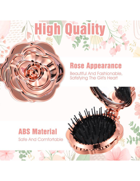 Cepillo de Pelo Compacto Exircy con Espejo - Rosa Mini 7x6cm