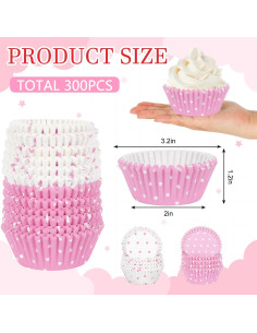 300 Forros de Cupcake Rosa y Blanco FYSUIMU 5.08 cm 2