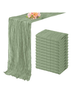 Paquete de 12 Caminos de Mesa de Gasa Verde Salvia 50x305 cm