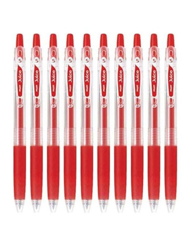 Bolígrafo de Gel Retráctil Pilot Juice 05, Punta 0.5mm, Tinta Roja, Set de 10