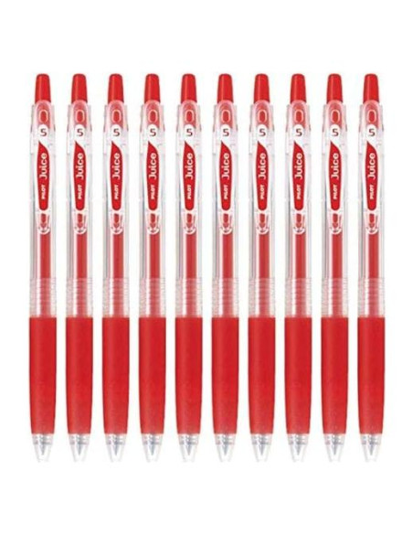 Bolígrafo de Gel Retráctil Pilot Juice 05, Punta 0.5mm, Tinta Roja, Set de 10