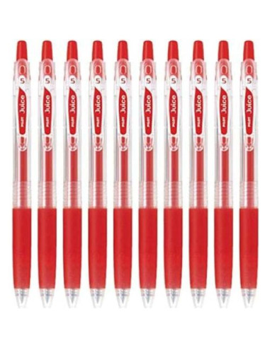 Bolígrafo de Gel Retráctil Pilot Juice 05, Punta 0.5mm, Tinta Roja, Set de 10