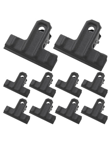 Clips de Metal Negro Bivethoi 10 Piezas 53mm para Oficina