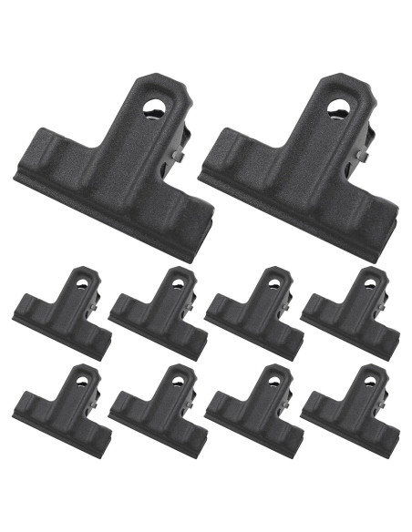 Clips de Metal Negro Bivethoi 10 Piezas 53mm para Oficina