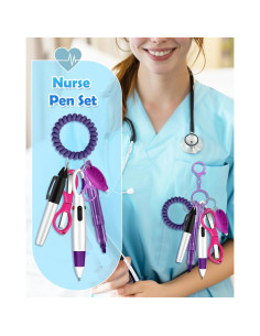 Conjunto de bolígrafos de enfermera Plifal con soporte - Púrpura 2