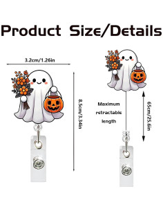 Porta Insignia Retráctil Halloween Posyofet Fantasma 19.94g 2