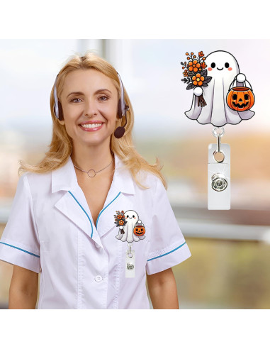 Porta Insignia Retráctil Halloween Posyofet Fantasma 19.94g