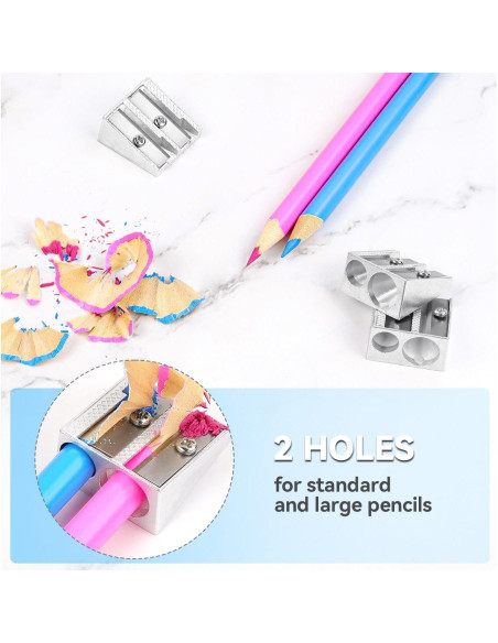 Sacapuntas Manual de Metal SMLBJUTE con 2 Agujeros - 4 Piezas