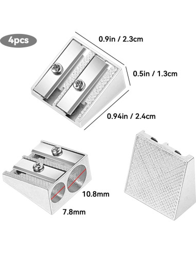 Sacapuntas Manual de Metal SMLBJUTE con 2 Agujeros - 4 Piezas