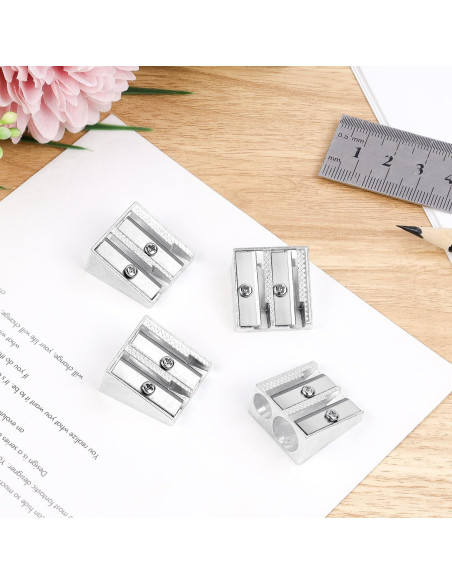 Sacapuntas Manual de Metal SMLBJUTE con 2 Agujeros - 4 Piezas