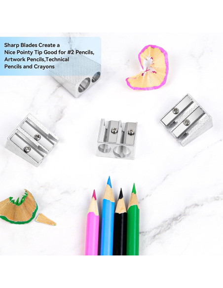 Sacapuntas Manual de Metal SMLBJUTE con 2 Agujeros - 4 Piezas