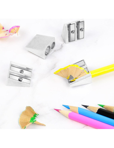 Sacapuntas Manual de Metal SMLBJUTE con 2 Agujeros - 4 Piezas