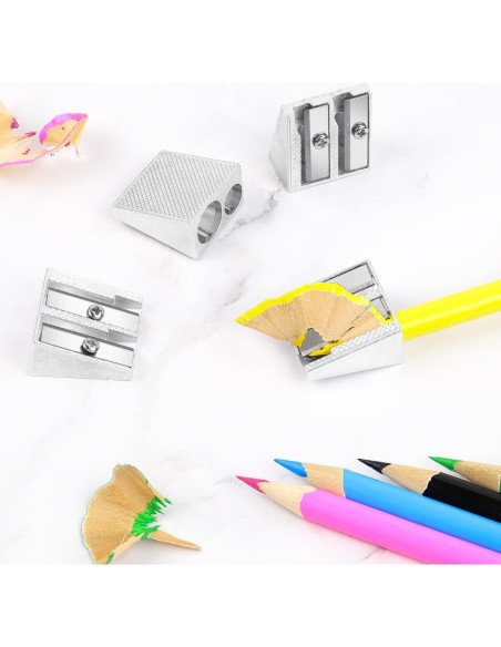 Sacapuntas Manual de Metal SMLBJUTE con 2 Agujeros - 4 Piezas