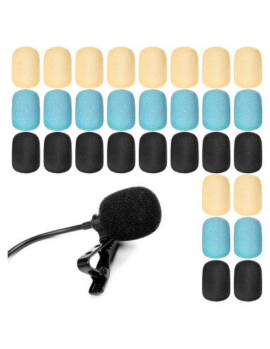 30 Cubiertas de Micrófono de Espuma Alta Densidad - Amarillo, Verde, Negro
