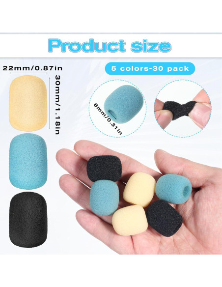 30 Cubiertas de Micrófono de Espuma Alta Densidad - Amarillo, Verde, Negro