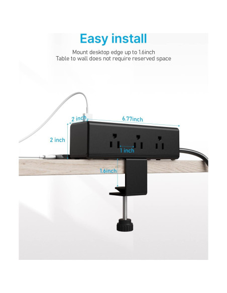 Regleta de Energía con Abrazadera CCCEI 9 Salidas USB-A y C